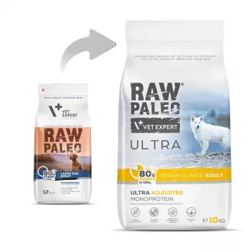 RAW PALEO Ultra Medium&Large Adult Turkey - sauso suņu barība - 10 kg