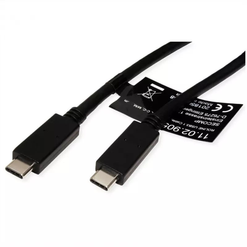 USB kabelis ROLINE 11.02.9056 0,5 m USB 3.2 Gen 2 10 Gbit/s USB C melns