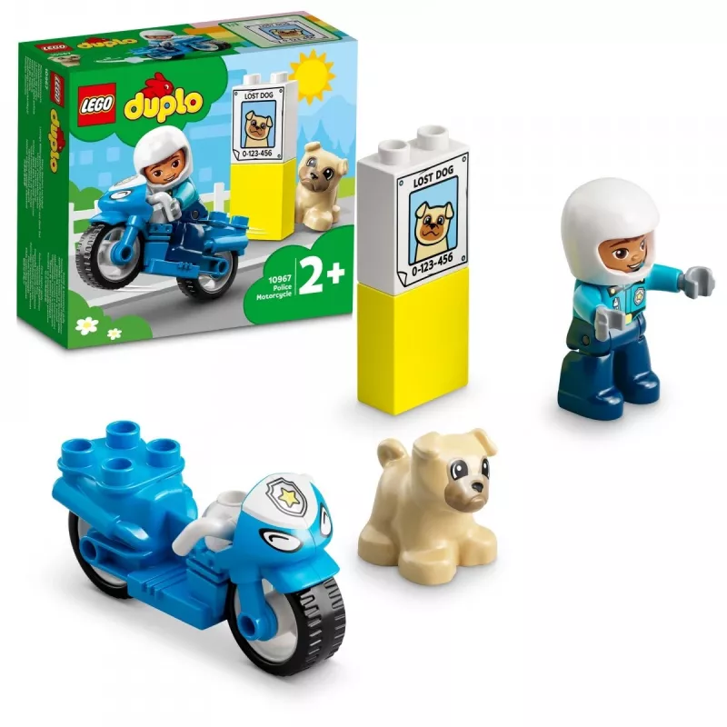 Rotaļu motocikla komplekts LEGO Duplo Policija 10967 ar kustīgiem riteņiem un policista figūru