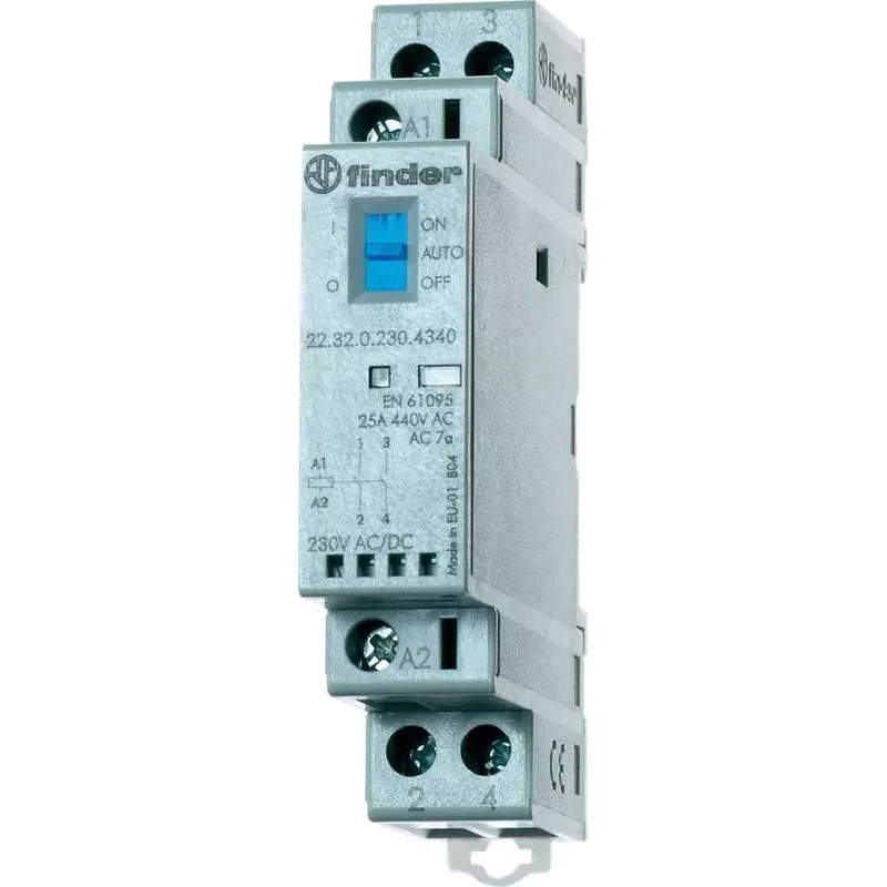 Finder instalācijas kontaktors 35 mm DIN sliedei 22.32.0.230.4420, 2 normāli slēgti kontakti
