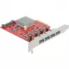Delock PCI Express x4 karte ar 4 ārējiem SuperSpeed USB 10 Gbps (USB 3.2 Gen 2) USB Type-A sieviešu savienotājiem - USB adapteris - PCIe 3.0 x4 - USB 3.2 Gen 2 x 4 (90481)