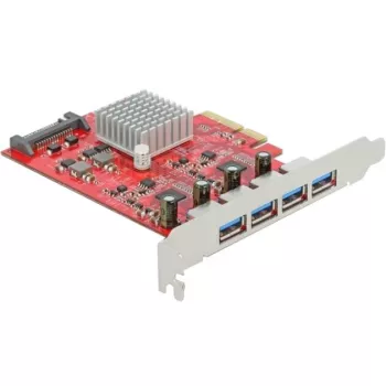 Delock PCI Express x4 karte ar 4 ārējiem SuperSpeed USB 10 Gbps (USB 3.2 Gen 2) USB Type-A sieviešu savienotājiem - USB adapteris - PCIe 3.0 x4 - USB 3.2 Gen 2 x 4 (90481)