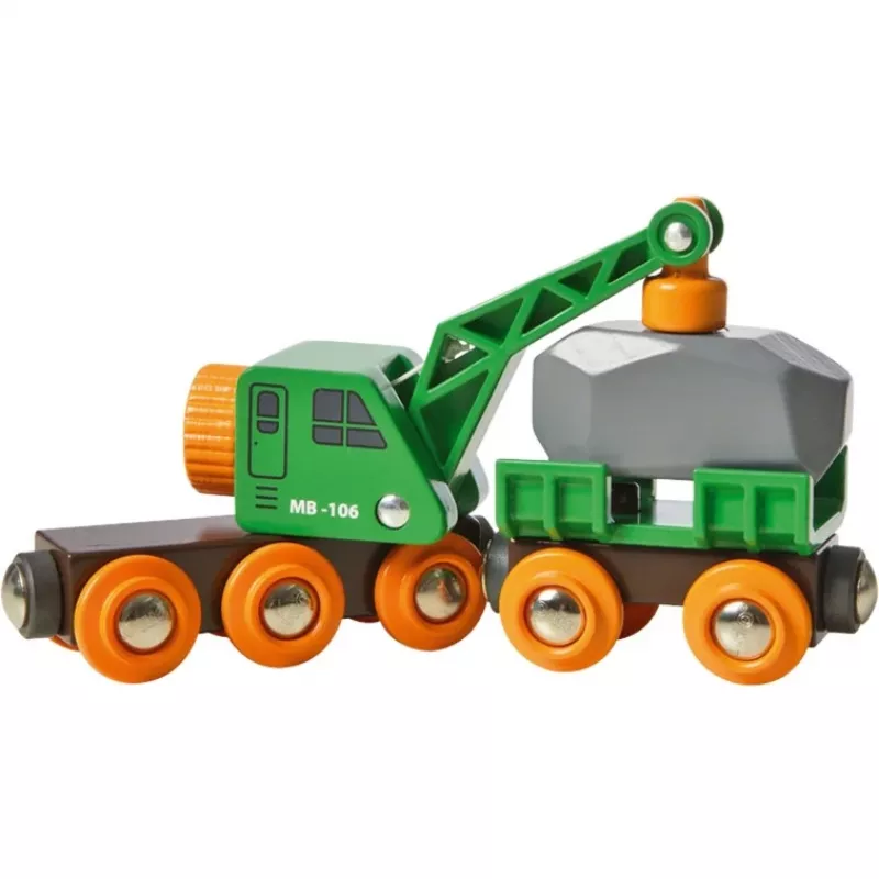 Vagons BRIO Clever Crane Wagon Lift and Load Melns Zaļš