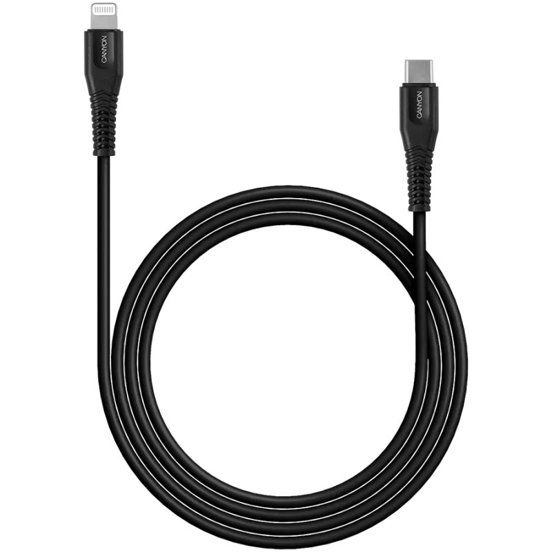 CANYON kabelis MFI-4 Type-C uz Lightning 1,2m Melns