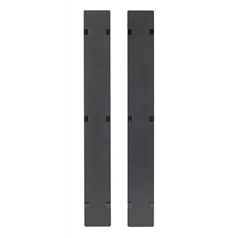 APC NetShelter kabeļu pārvaldība, vertikālais kabeļu pārvaldnieks, veramas pārsegplāksnes, komplektā 2 gab., NetShelter SX 750 mm P 48U, 109 x 2184 x 13 mm