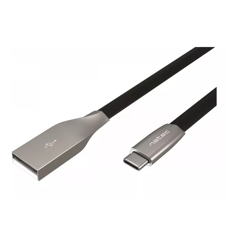 NATEC kabelis USB-C/A 2.0 1m prati 1m melns metāls