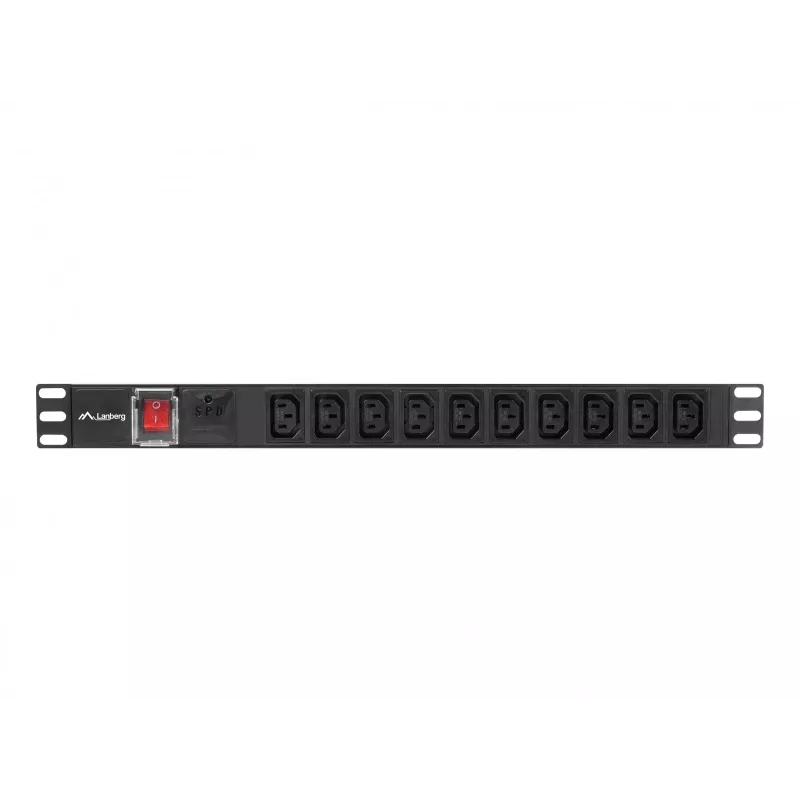 Strāvas sadalītājs LANBERG PDU-10I-0200-IEC-BK — 10× C13 rozetes, 2 m kabelis, 10 A, 2500 W, melns