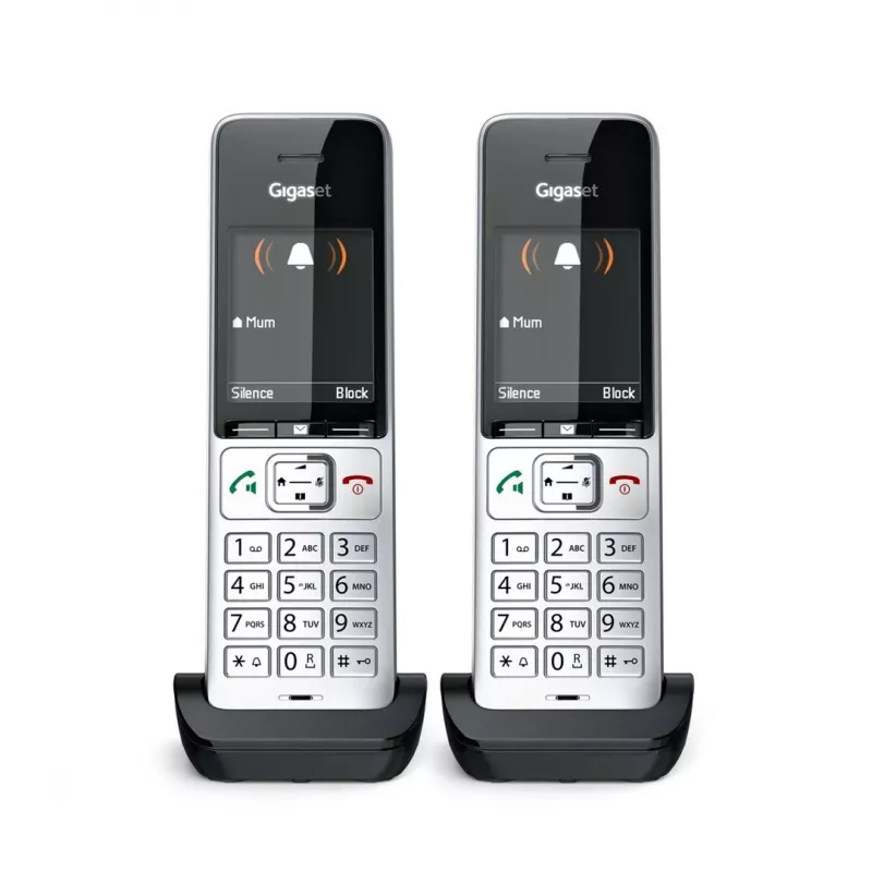 Gigaset COMFORT 500HX duo Analog/DECT telefons ar zvanītāja ID, melns, sudrabs