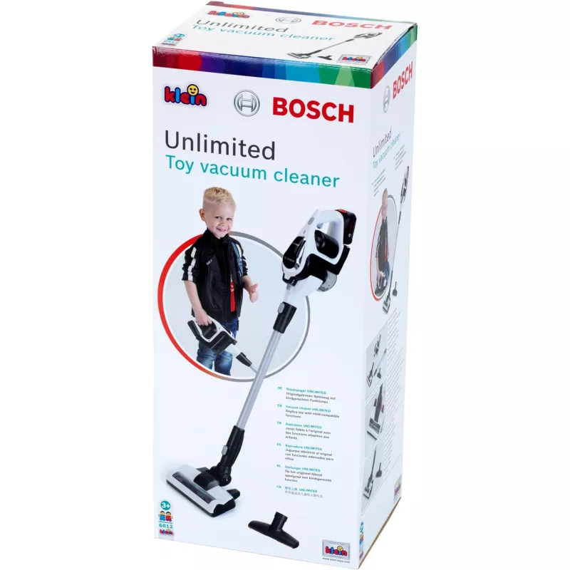 Theo Klein Bosch Unlimited putekļsūcējs, melns ar Vortex funkciju un uzgaļiem vecumam 3+ gadi