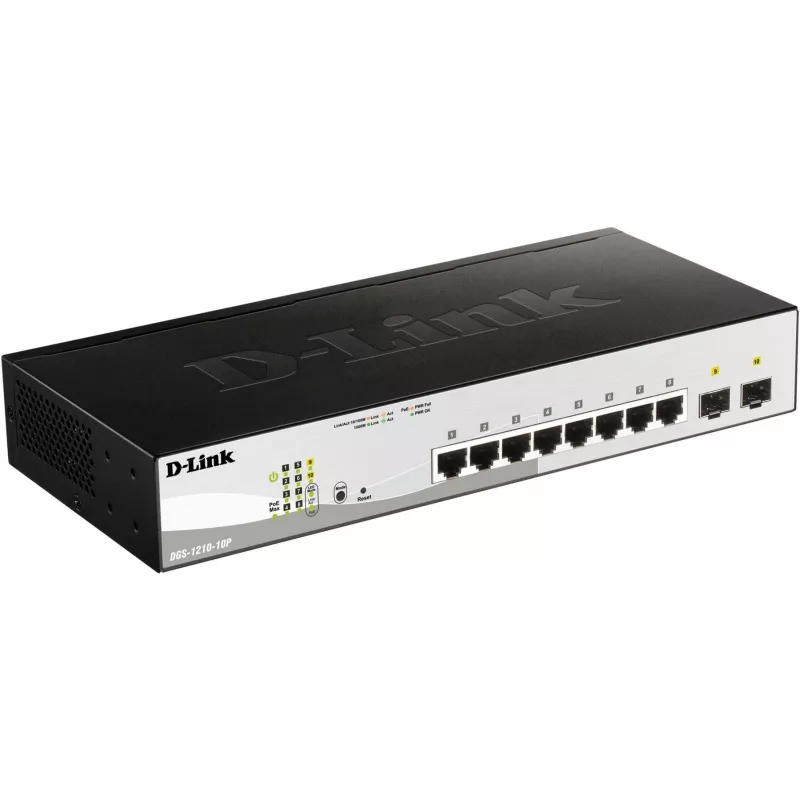 D-Link DGS-1210-10P Pārvaldāms L2 Gigabitu Ethernet (10/100/1000) Power over Ethernet (PoE) 1U Melns