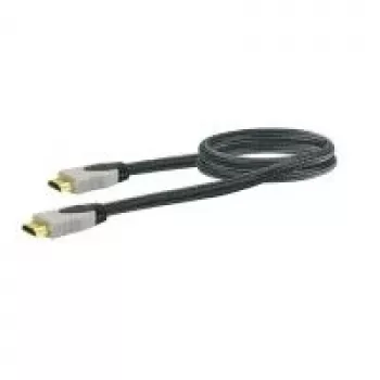 HDMI kabelis SCHWAIGER HDM0150G 063 — 1,5 m, HDMI Type A vīriešais–vīriešais, zelta kontakti, melns/pelēks