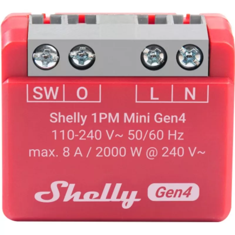 Shelly 1PM Mini Gen4 2-pack — Shelly Wi-Fi viedrelejs ar jaudas mērīšanu, kompakta DIN/modulārā forma