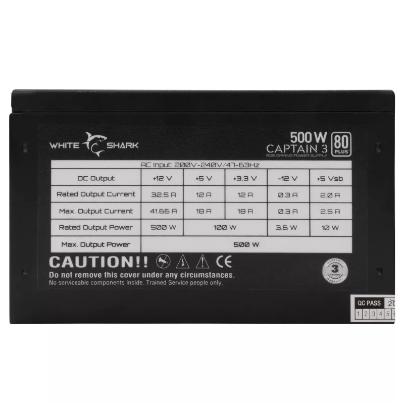 Barošanas bloks White Shark GPSU-W500F Captain 3 500W