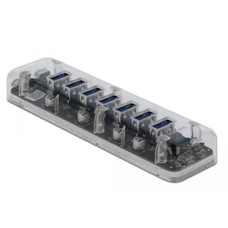 USB centrmezgls DeLOCK 64088 caurspīdīgs USB 3.2 Gen 1 Micro-B
