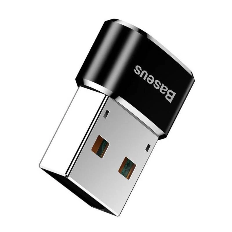 Baseus USB vīriešu savienotājs uz Type-C sieviešu adaptera pārveidotājs melns