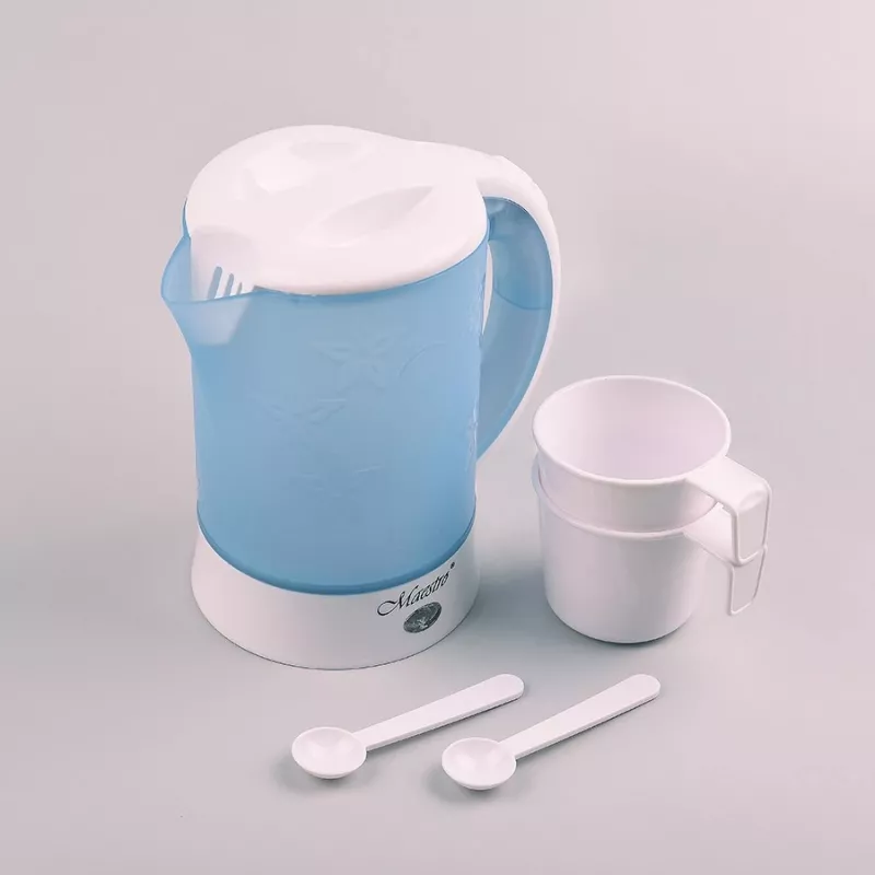 Elektriskā tējkanna Maestro MR010 0,6 L 600 W — Zila/Balta, ūdens līmeņa indikators, pretkaļķa filtrs