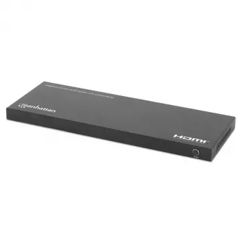 Manhattan 4K@60Hz 8 portu HDMI sadalītājs ar pazeminātu izšķirtspēju, sadala vienu HDMI ieeju astoņās HDMI izejās (1x8), 18G, EDID pārslēgs izšķirtspējas pazemināšanai, melns