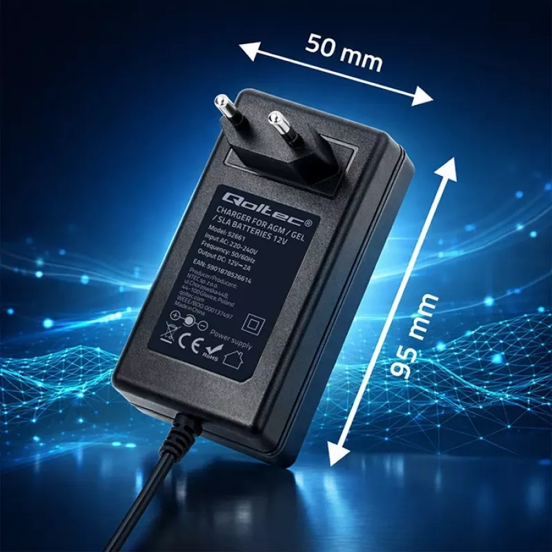 QOLTEC akumulatora lādētājs 24V 19.2W, modelis 52662