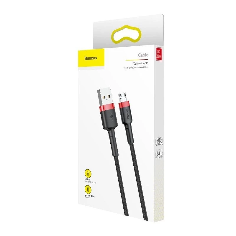 Micro USB kabelis Baseus Cafule 1,5A 2m (sarkans & melns)