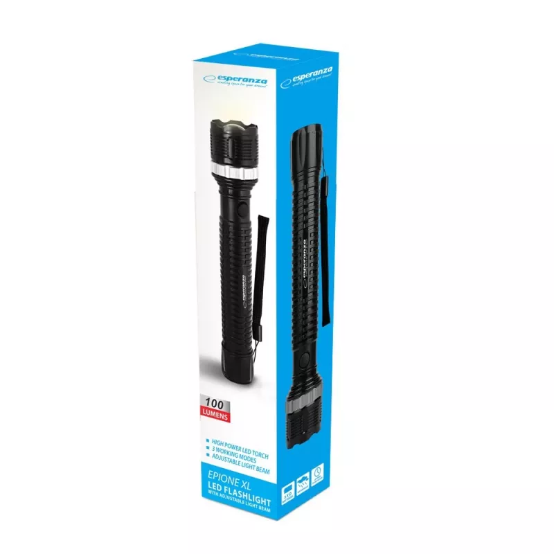 Rokas lukturis ESPERANZA Epione XL LED 1,2 W 100 lm 100 m melns, baterija R20 (3)