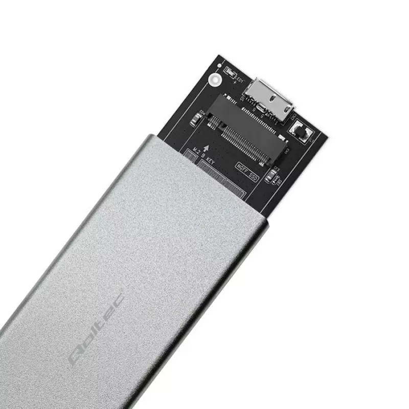Alumīnija korpuss QOLTEC 51833 M.2 SSD, SATA uz USB 3.0, atbalsta līdz 2TB