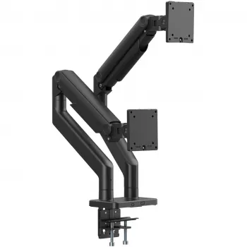Monitoru stiprinājums DIGITUS dubultais monitoru stiprinājums 2×45 collu ekrāniem, skava, 2×20 kg, VESA 75×75–100×100, slīpums -20–50°