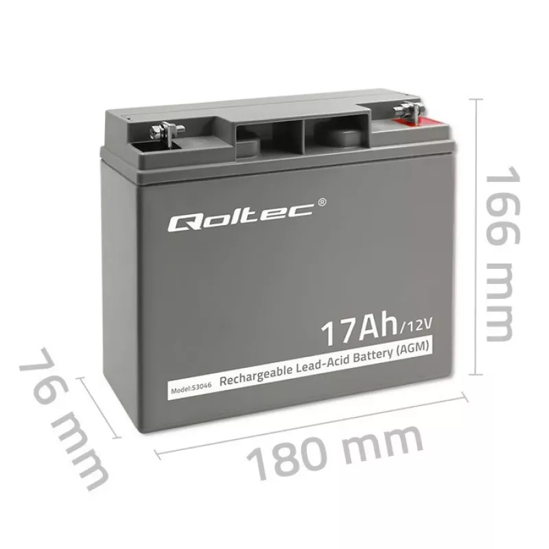 Qoltec 53046 AGM akumulators 12 V 17 Ah, maks. 255 A