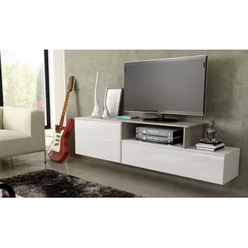 Cama TV skapis SIGMA 3 180 balts/balts glancēts + sonomas ozols