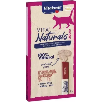 Vitakraft Vita Naturals Liquid našķis kaķiem ar liellopa gaļu, 5 x 15 g