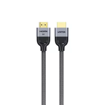 HDMI kabelis Unitek C11093RGY01-1M — 1 m, HDMI 2.1, 48 Gbit/s, 8K (7680×4320), 144 Hz, zeltīti savienotāji