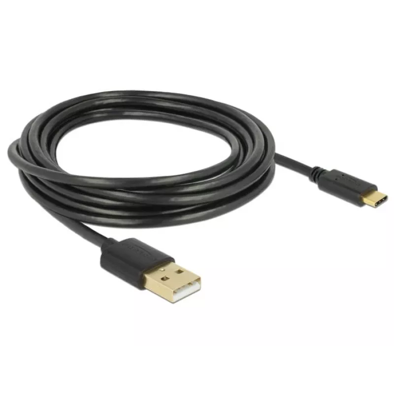 USB kabelis DeLOCK 85209 USB 2.0 3 m USB A USB C Melns