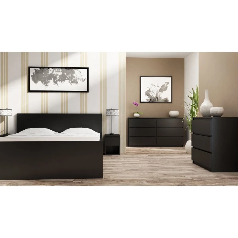 Kumode top e shop M3 CZERŃ — 3 atvilktnes, skaidu plātne, 700×400×770 mm, melna