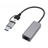 USB 3.1 Type-C Gigabit tīkla adapteris Gembird A-USB3AC-LAN-01 — 1× RJ-45, 1000 Mbps, USB 3.2 Gen 1, metāla korpuss, pelēks