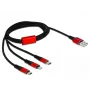 DeLOCK - tikai uzlādes kabelis - Lightning / USB - USB (M) uz Micro-USB Type B, Lightning, USB-C (M) - 1,0m - Ekranēts - Melns (85892)