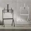 Grīdas TV statīvs MACLEAN MC-114 W displejiem 55 collas–100 collas, balts, VESA līdz 900x600, maks. slodze 120 kg, augstums 115–152 cm, plaukts