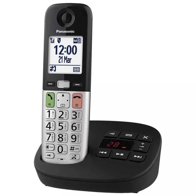 DECT telefons Panasonic KX-TGU430 bezvadu klausule, skaļrunis, zvanītāja ID, 2,4 collu displejs, 1000 ierakstu tālruņu grāmata, pelēks/melns