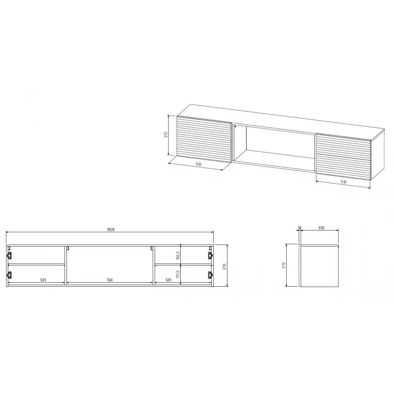 Cama RTV skapis TULA 183x35x37 melns matēts + melns kamīns