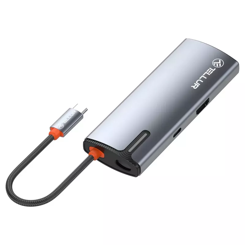 USB-C centrmezgls Tellur TLL321061 ar PD 3.0 100W, HDMI izeju un 3× USB 3.0 portiem