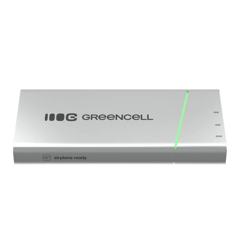 Portatīvs akumulators zaļa Cell BPLGC20P 20800 mAh litija jonu, USB-C PD 65W, 2x USB-C + 1x USB-A, alumīnija korpuss