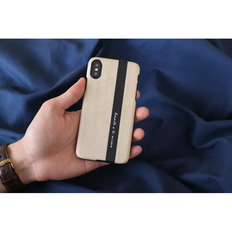 Viedtālruņa maciņš man and wood iPhone X/XS — melna āda