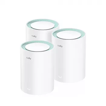 Cudy M1300 3-PACK bezvadu tīkla sistēma Divu joslu (2.4 GHz / 5 GHz) Wi-Fi 5 (802.11ac) Balta 1 Iekšējā