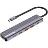 USB Type-C centrmezgls CANYON DS-17 — HDMI, USB 3.2 Gen 1 A, USB-C, MicroSD, 10000 Mbit/s, pelēks