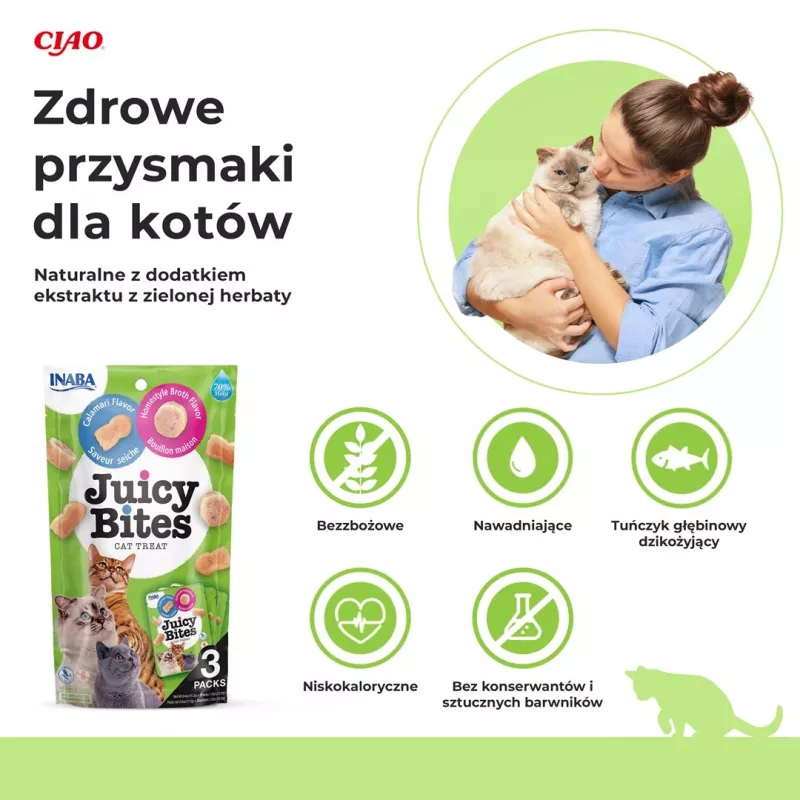 INABA Juicy Bites Homestyle buljons un kalmārs - kaķu gardumi - 3x11,3 g