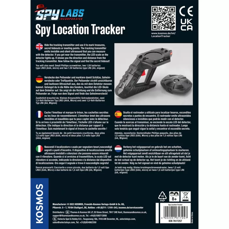 Spy Labs Incorporated spiegotāja atrašanās vietas izsekotājs, detektīvu komplekta starptautiskā versija
