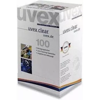 Tīrīšanas salvetes UVEX 9963005 — 100 gabalu iepakojums aizsardzības aprīkojuma un ierīču apkopei
