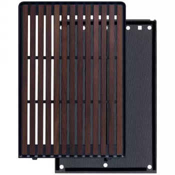Mini-ITX/mATX PC korpuss Lian Li A3-mATX Wood Edition — valrieksta priekšējais panelis, melna šasija