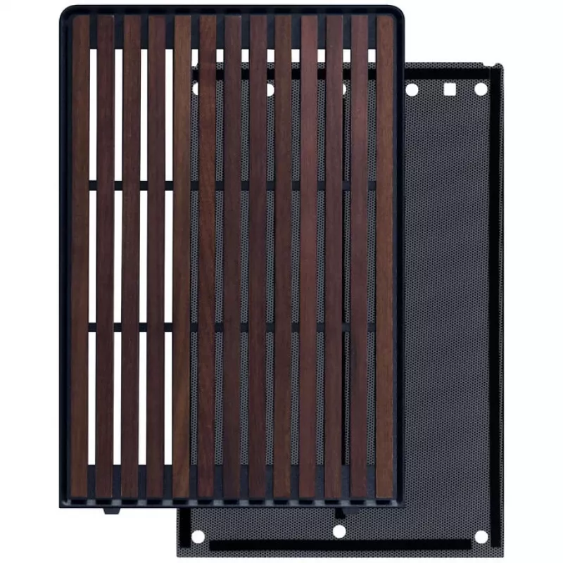 Mini-ITX/mATX PC korpuss Lian Li A3-mATX Wood Edition — valrieksta priekšējais panelis, melna šasija