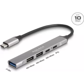 DeLOCK 64298 klēpjdatora dokstacija ar vadu USB 3.2 Gen 2 Type-C pelēka