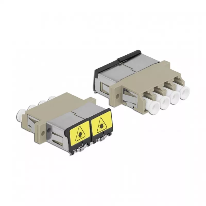 Optiskās šķiedras savienotājs DeLOCK 86904 LC Quad sievišķais-uz LC Quad sievišķais daudzmodu, bēšs