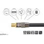 SAT antenas kabelis, IEC/koaksiālais spraudnis un kontaktligzda, zelta pārklājums, ekranējuma novērtējums 120 dB, 75 omi, neilona pinums, melns, 1 m, PYTHON® sērija (GC-M2011)